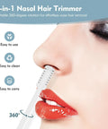 5 Piece 2 In 1 Nose Hair Cutter Set With Double Sided Trimmer Portable 360 Degree Rotating Manual Nasal Hair Groomer White in use
