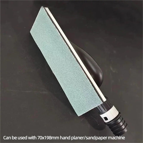 50 Pieces Of 70x198mm Dry Mesh Sandpaper Sheets Perfect For Car Paint Putty And Woodworking Projects With Hand Grit Control, shown mounted on a hand planer.