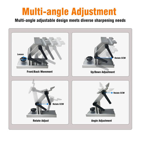 Multi-angle adjustment views for Adjustable Bench Grinder Tool Rest Kit With Flat Miter Slide For 6 And 8 Inch Grinders And Sanders