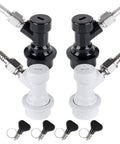 Two Pairs Ball Lock Disconnect Kit With MFL Quick Disconnect Swivel Nuts For Easy Hose Swaps Includes 5/16 Inch Gas And 1/4 Inch Liquid Barb Fittings For Your Homebrew Kegging Setup, black and white