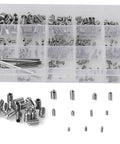 Massive 340 Piece Metric Hex Socket Head Cup Point Set Screw Kit M2.5 Through M8 With Allen Head Grub Screws Internal Hex Drive Headless Set Screws 304 Stainless Steel Includes 6 Hex Wrenches