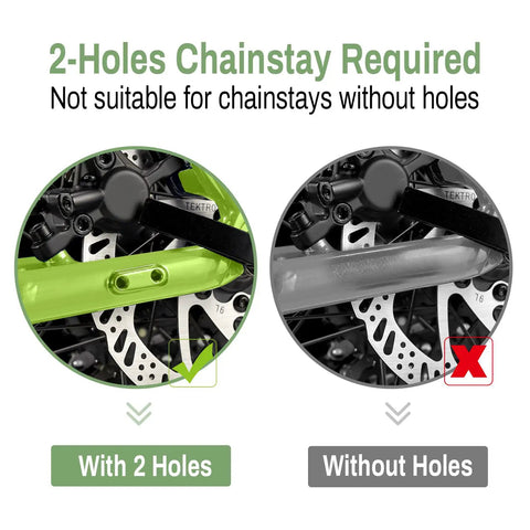 Diagram showing chainstay compatibility for Adjustable 18mm Hole Spacing Bike Kickstand For 24, 26, And 27.5 Inch Mountain Bikes BMX MTB.