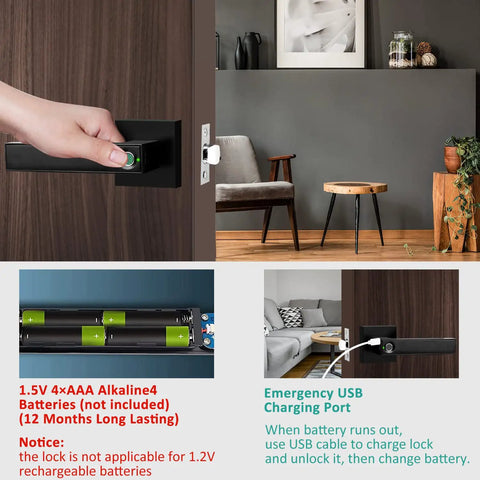 Using a Smart Fingerprint Door Lock With Keyless Entry and Backup Keys Biometric Security for Home Office and Short Term Rentals Black 2