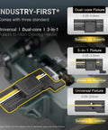 Rock Solid Optical Fiber Cleaver Cuts 250 Micron To 3 Mm Cable Lines Like Butter No Fuss One Step Press Design Yields 72000 Razor Scores For Telecom Techs Demanding Foolproof Splices Daily with three fixtures shown.
