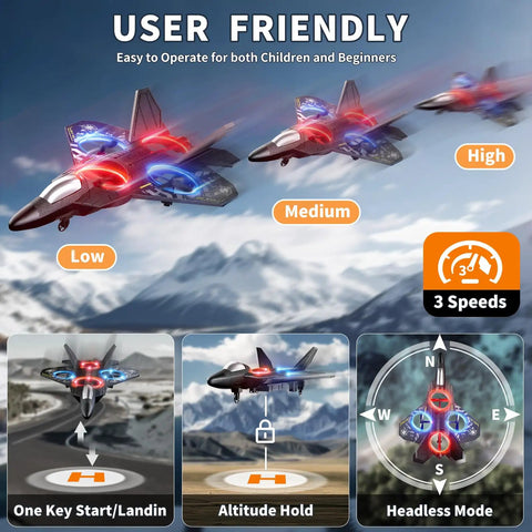 Foam Remote Control Airplane For Kids 6 7 8 9 10 12 Year Old Boys Totally Rad Lightweight Fighter Jet With Light 360 Degree Flip