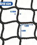 Close-up of Durable Knotless Polyester Safety Net for Kids and Pets, grid size 0.16IN, shown in black polyester material.