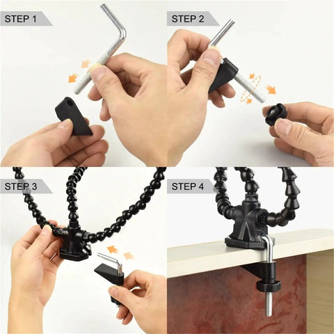 Helping Hand Soldering Tool With Table Clip And Stand Third Hand Soldering Holder assembly steps