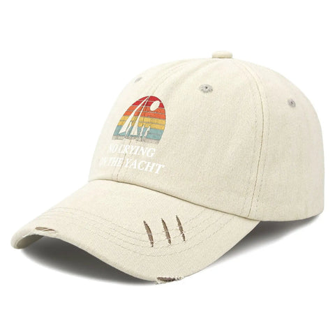 Yacht Vibes No Crying On The Yacht Inspired Cotton Baseball Cap For Men Breathable Lightweight Hat With Six Air Holes Low Profile Fit