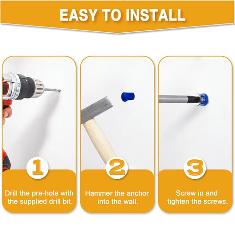 Step-by-step guide for installing Heavy Duty Concrete Anchors And Screws Kit For Drywall Masonry And Brick 180 Piece Wall Hanger Set.