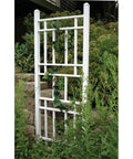 Sturdy No-Fuss Indoor And Outdoor Garden Trellis With Ground Anchors For Vines, Climbing Plants, 28x75 Inch White Grid Style