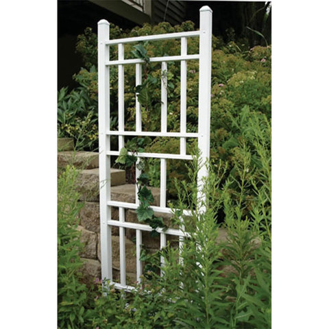 Sturdy No-Fuss Indoor And Outdoor Garden Trellis With Ground Anchors For Vines, Climbing Plants, 28x75 Inch White Grid Style