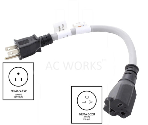 Top Tier One Foot 12 3 Awg Electric Vehicle Charging Adapter Plugging Standard Household Outlet Directly Into Nema 6 20 Receptacle.