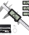 Rechargeable Digital Caliper With Auto Off, One Key Reset, And mm In F Conversion, 6 Inch Measuring Tool displayed with big display and case