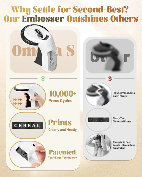 Totally Legit 3D Embossing Label Maker showcasing ergonomic design and clear character printing features for DIY crafts.