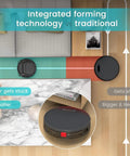 Display of Compact Robotic Vacuum With Beast Mode Suction And Quiet Operation, 120 Minutes Run Time, Self Charging, WiFi App, M210 navigating under furniture.