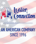 Water Connection logo with American flag background, text 'An American Company Since 1996'