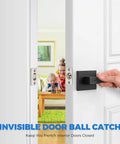 Interior Door Ball Catch Kit 4 Pack, Dual Adjustable Ball Bearing Latches With Stainless Steel Strike Plate, Installed View