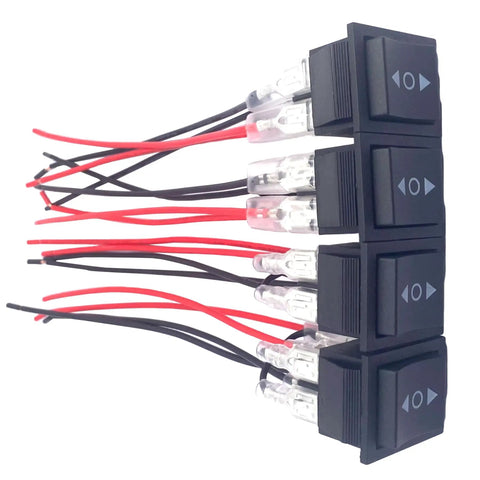 Four Pack 12V Reverse Polarity Switches With 6 Pin 3 Position On Off On Momentary RV Jack Rocker Switch 16A 250V AC Or 20A 125V AC Includes Pre Jumper Wires Durable Plastic And Metal Construction Easy To Install, wired view