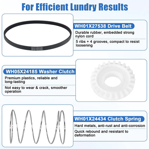 Must Have Complete Washer Repair Kit With Transmission Pulley And Nut, Washer Shift Actuator, Drive Belt, Clutch And Clutch Spring
