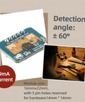 LD2410C 24GHz Millimeter Wave Radar Sensor Module for Non Contact Human Presence Detection, FMCW Signal Processing, High Sensitivity, Serial Port IO Level Output, ISM Band Compatible, Plug And Play Integration, 16x22mm board