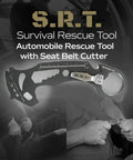 Must Have 14 Function Survival Rescue Tool For Everyday Carry And Car Emergencies, black multi-tool with seat belt cutter.
