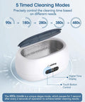 650mL Ultrasonic Jewelry Cleaner Machine With 35 Watt Power And 45Khz Frequency showing touch button control and timer display.