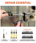 Using 40 Piece Home Tool Set With Plastic Toolbox Storage Case And Chrome Vanadium Hand Tools Including Hammer Pliers Tape Measure Screwdrivers And Bits For Quick DIY Projects And Everyday Home Repairs on lock