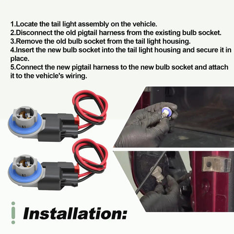 Installation guide for Tail Light Side Marker Lamp Bulb Socket Holder And Pigtail Wire Harness Kit For 2002-2024 Ram 1500 2500 3500