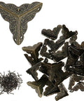 Heavy Duty Antique Corner Protectors 48 Pack Vintage Bronze Furniture Edge Guards For Diy Crafts with decorative detail.
