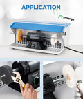 Heavy Duty 800W Jewelry Polishing Machine Features Bulletproof Iron Build And Wide Base For Zero Wiggle Smooth Operation And Rapid Stone Shine Up For Pros And Weekend Warriors with polishing wheels visible.