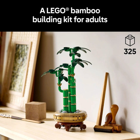 Buildable Lucky Bamboo Plant Kit For Adults Realistic Artificial Desk And Office Decor Mindful Diy Project Tabletop Plant Decoration For Home And Workspace Great Gift For Birthdays For Him And Her, 325-piece LEGO bamboo build on desk