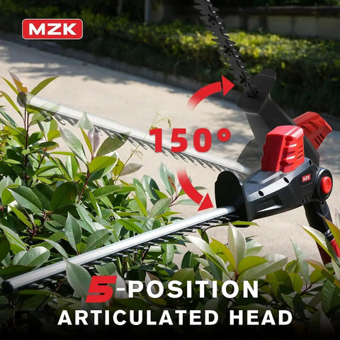 Cordless Pole Hedge Trimmer Attachment With 23 Inch Blade, 8 Foot Reach, Multi Angle Head, Extension Pole, Low Vibration