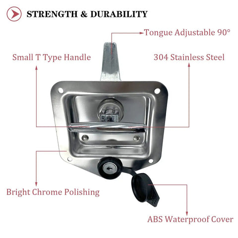 Badass T Handle Toolbox Latches With Secure Lock In High Polish Stainless Steel Two Pack Nailed Down Security For Trailers Rv Campers And Truck Beds Featuring Smooth Folding Action Weather Resistant Gasket