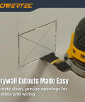 Heavy Duty Carbide Oscillating Tool Blades Three Piece Replacement Set With Dual Adapters cutting drywall for precise openings.