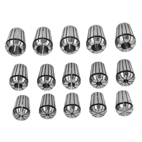 WALFRONT ER25 Spring Collet Set 15pc Carbon Steel Chuck Kit 2-16mm precision collets for CNC milling and engraving machines.