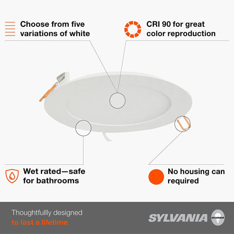 Diagram of Five To Six Inch LED Recessed Downlights With Trim, Dimmable 9W Equal To 65W, 625 To 675 Lumens, White 3000K Warm White