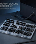 215 Piece Rubber Grommet Kit With 9 Sizes For Wiring Three Sixteenths Inch To Three Quarters Inch organized in a storage case