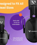 Heavy Duty Hearing Protection Earmuffs With Over 35 dB Noise Reduction At 2K Hz shown with adjustable headband for adults and teens.