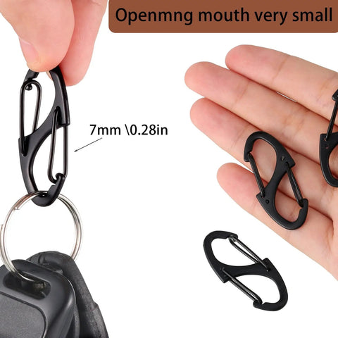 20 Pack Mini Carabiner Clips With Zipper Clips Alloy Snap Hooks 1.6 Inch Dual Wire Gate Interlocking Keychain Attachments