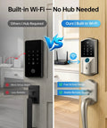Comparison of Slick Wifi Smart Lock For Front Door Keyless Entry Electronic Deadbolt with Built-in Wi-Fi and keypad features.