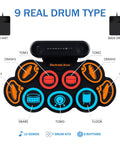 Dope Roll Up Electronic Drum Pad Kit With 9 Pads Portable Practice Pad Built In Speakers Headphone Jack 10 Hours Playtime layout
