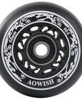 Close-up of 68mm Inline Skate Wheels Set For Outdoor Asphalt, 90A Hardness With ABEC-9 Bearings And Floating Spacers.