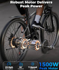 Electric Mountain Bike For Adults With A Beastly 1500W Peak Motor, highlighted in display, showing robust power and design