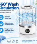 Compact Cordless Mini Washing Machine Rechargeable Portable Spin Action For Underwear Socks And Delicates On Apartments Dorms And Travel Adventures With No Heavy Lifting Just Toss And Go For Fresh Threads With Ease featuring 360° wash circulation.