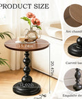 Vintage Round End Table With Solid Wood Top And Metal Base 15 Inch Wide Modern Side Table For Living Room Or Bedroom