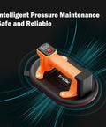 TorqTac 10 Inch Electric Vacuum Suction Cup Lifter With 662 Lbs Heavy Duty Load Capacity, showing pressure gauge and handle.