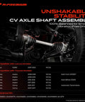 CV Axle Shaft Assembly Front Left Driver Side for Toyota Camry 2007-2017, front view showing connection to wheel and transmission