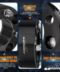 Close-up of Two Pack 2 Inch Wheel Spacers For ATV And UTV 4x110 Bolt Pattern With 74mm Hub Bore And 12x1.25 Studs Black
