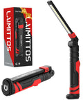 Rechargeable Magnetic LED Work Light 2500mAh Folding Flashlight For Mechanics with durable aluminum body in black and red colors