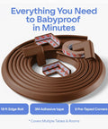 All In One Baby Proofing Kit With 18ft Edge Protectors And 8 Corner Guards Non Toxic Soft Rubber Foam Brown with 3M Adhesive